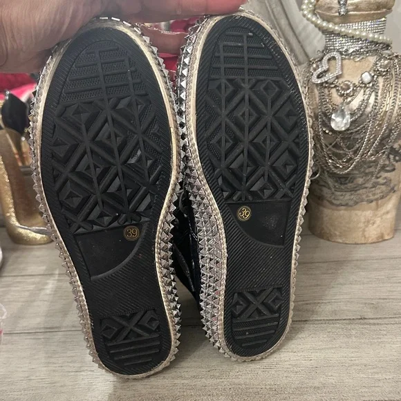 NAN-KU Black High-Top Crystal-Embellished Sneakers - Picture 7 of 9